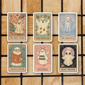 Ghost Tarot Card Sticker Pack of 6 Vinyl Stickers Waterproof Die Cut Sticker Set